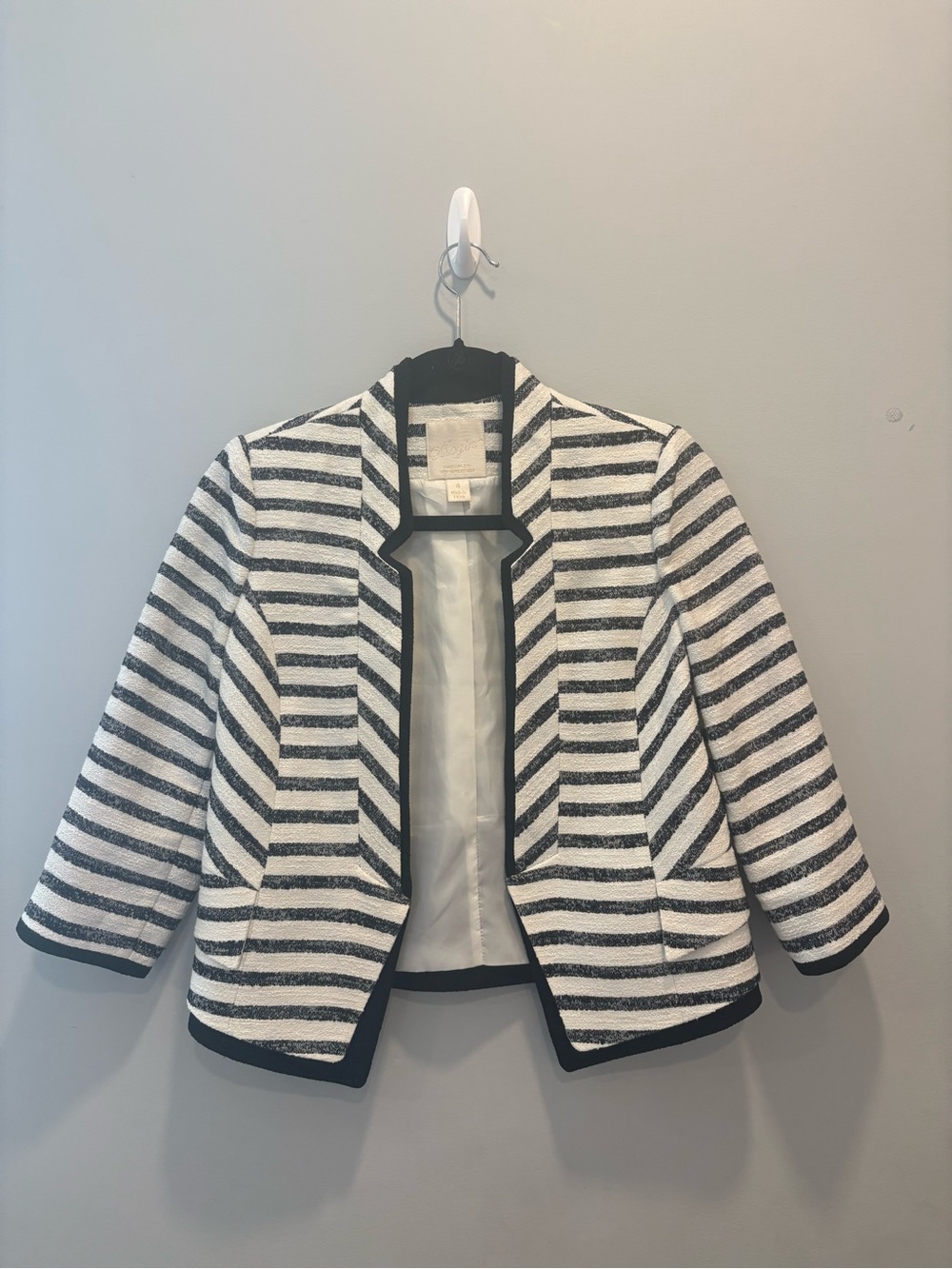 McGinn Black and White Striped Cropped Blazer